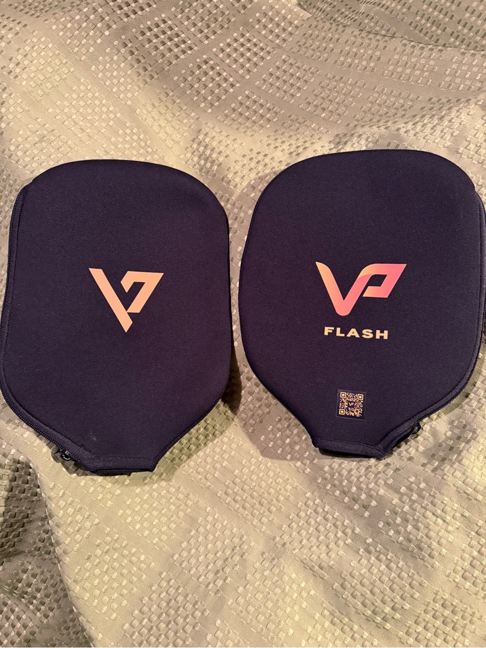 Set of  Black Pickleball Paddle Cover with Orange Logo - FLASH